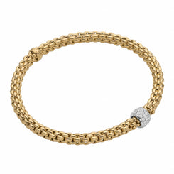 Fope Flex'it Solo 18ct Yellow Gold 0.29ct Diamond Bracelet, 634B/PAVE.