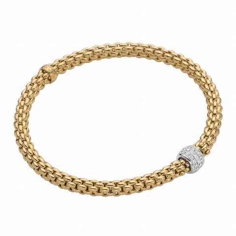 Fope Flex'it Solo 18ct Yellow Gold 0.29ct Diamond Bracelet, 634B/PAVE.