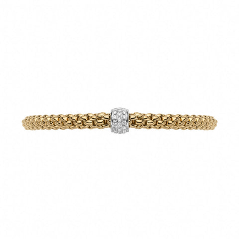Fope Flex'it Solo 18ct Yellow Gold 0.29ct Diamond Bracelet, 634B/PAVE.