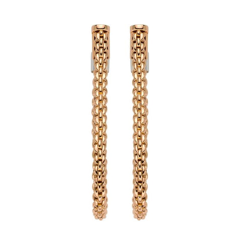 Fope Flexit Essentials 18ct Rose Gold Medium Mesh Chain Earrings OR04