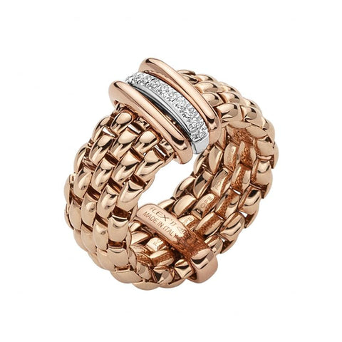 Fope Panorama 18ct Rose Gold 0.08ct Diamond Rondelle Ring, AN587 BBR.