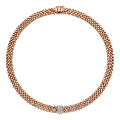 Fope Panorama 18ct Rose Gold 0.23ct Diamond Rondelle Necklace 587C PAVE