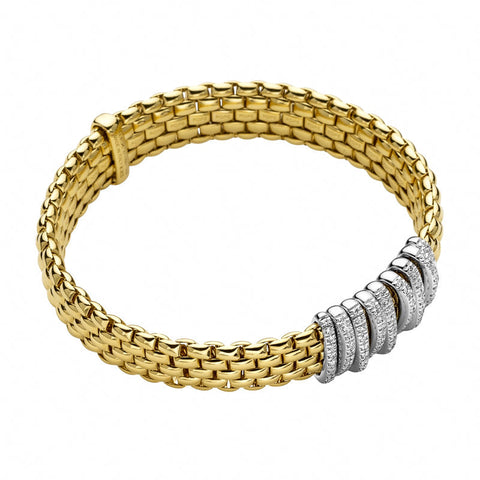 Fope Panorama 18ct Yellow Gold 0.68ct Diamond Rondelle Bracelet, 588B PAVE.