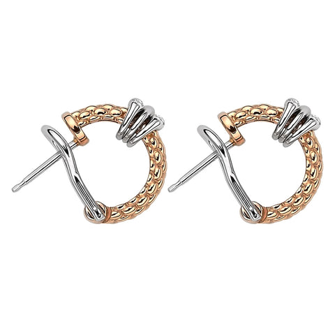 Fope Prima 18ct Rose Gold 0.08ct Diamond Hoop Earrings, OR746/BBR.