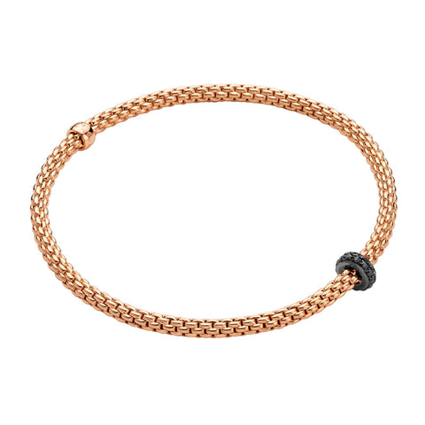 Fope Prima 18ct Rose Gold 0.20ct Black Diamond Bracelet, 745B/BBRN.