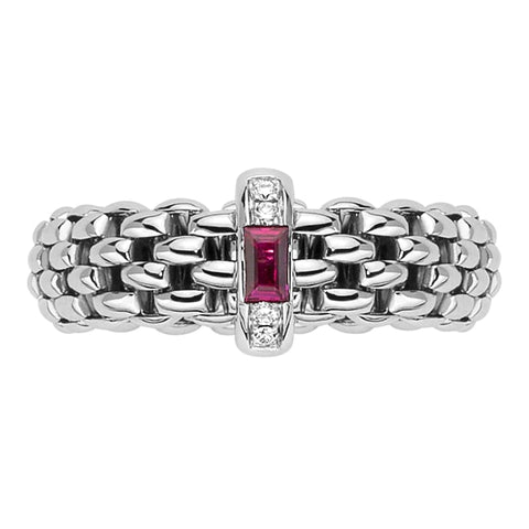 Fope Vendome 18ct White Gold Ruby Diamond Ring AN583/BRUB.