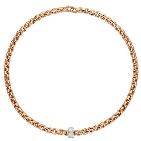 Fope Eka 18ct Rose Gold 0.63ct Diamond Necklace, 604C/PAVE.