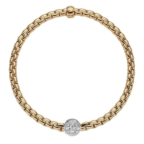 Fope Eka Tiny 18ct Rose Gold 0.22ct Diamond Bracelet, 736B/PAVE.