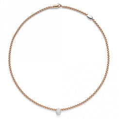 Fope Eka Tiny 18ct Rose Gold 0.27ct Diamond Pear Necklace. 735C PAVE.