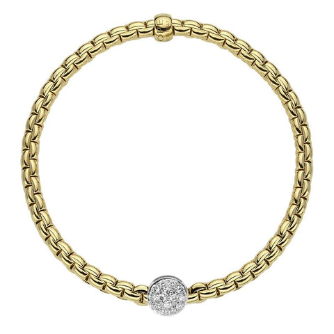Fope Eka Tiny 18ct Yellow Gold 0.22ct Diamond Bracelet, 736B/PAVE.