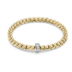 Fope Flex'It Eka 18ct Yellow Gold 0.15ct Diamond Bracelet. 721B BBR.