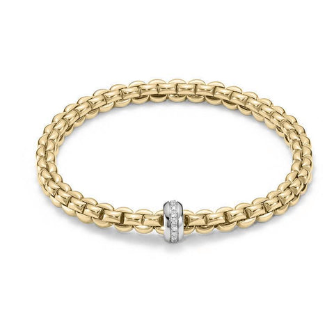 Fope Flex'It Eka 18ct Yellow Gold 0.15ct Diamond Bracelet. 721B BBR.