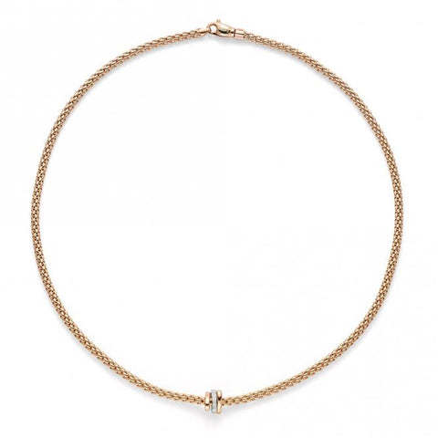 Fope Flex'It Prima 18ct Rose Gold Diamond 43cm Necklace. 744C BBR.