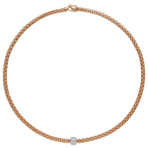 Fope Flex'it Solo 18ct Rose Gold 0.29ct Diamond Necklace, 634C/PAVE.