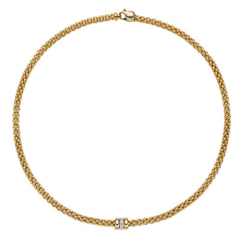 Fope Flex'it Solo 18ct Yellow Gold 0.10ct Diamond Necklace, 621C/BBR.