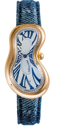 Exaequo Classic Melting PVD Yellow Gold White Denim Watch EX0002.0012