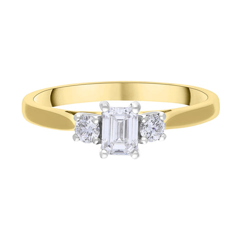 18ct Yellow Gold 0.48ct Diamond GIA Certified EVS1 Trilogy Ring