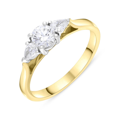 18ct Yellow Gold .40ct Diamond .20ct Round Drop Ring Size M GSI1 GIA