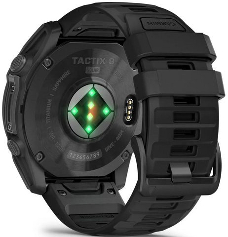 Black Garmin Tactix 6 smartwatch on a white background