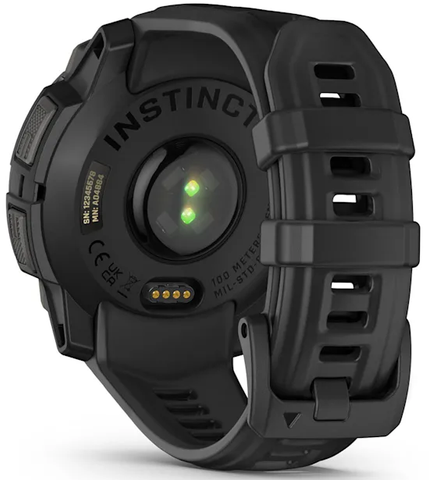 Black Garmin Instinct smartwatch on a white background