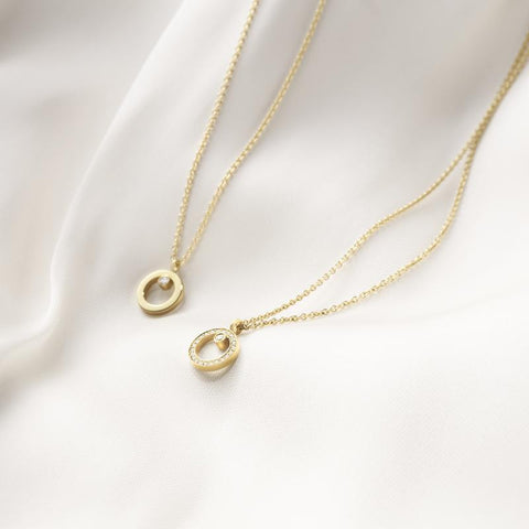 Georg Jensen Halo 18ct Yellow Gold 0.06ct Diamond Circular Necklace