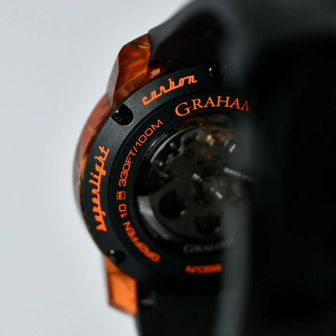 Graham Chronofighter Superlight Carbon Skeleton Translucent Orange Watch