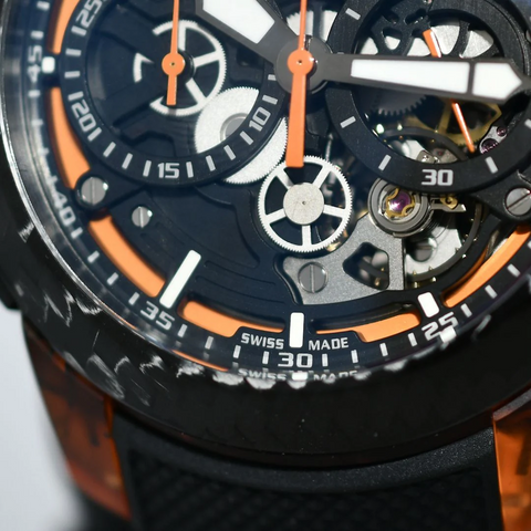 Graham Chronofighter Superlight Carbon Skeleton Translucent Orange Watch