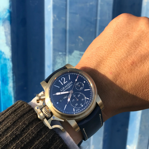 Graham Chronofighter Vintage Bronze Blue Watch