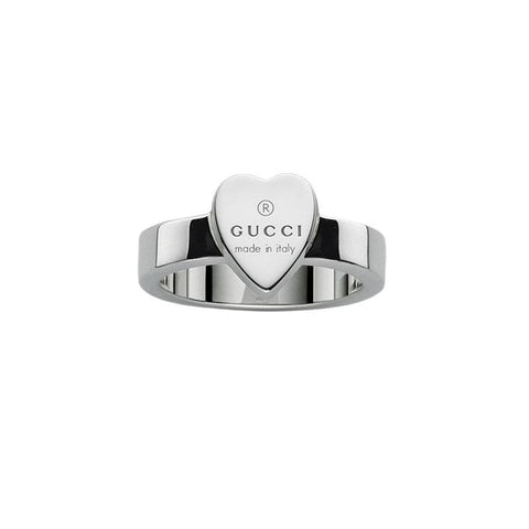Gucci Engraved Heart Sterling Silver Ring YBC223867001