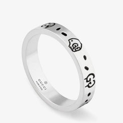 Gucci Ghost 6mm Aureco Black Silver Ring
