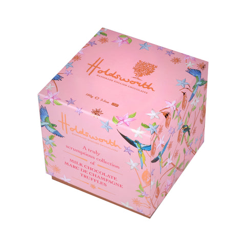 Holdsworth Handmade Chocolates Marc De Champagne Pink Cube 100g