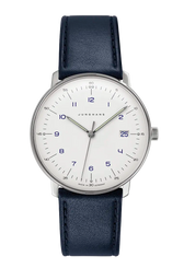 Junghans Max Bill Quartz Blue with white dial, stainless steel case