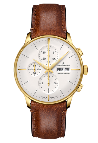 Junghans Meister Chronoscope with white dial, stainless steel case