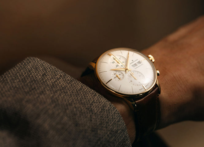 Junghans Meister Chronoscope with white dial, stainless steel case