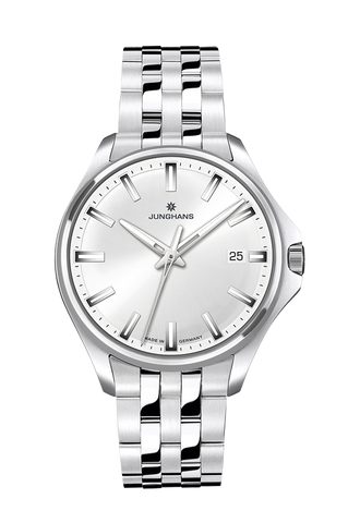 Junghans Meister S Quartz 35 with silver dial, stainless steel case