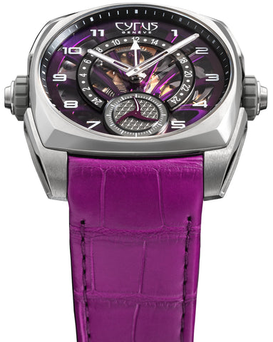 Cyrus Klepcys GMT Titanium Royal Purple Alligator Watch