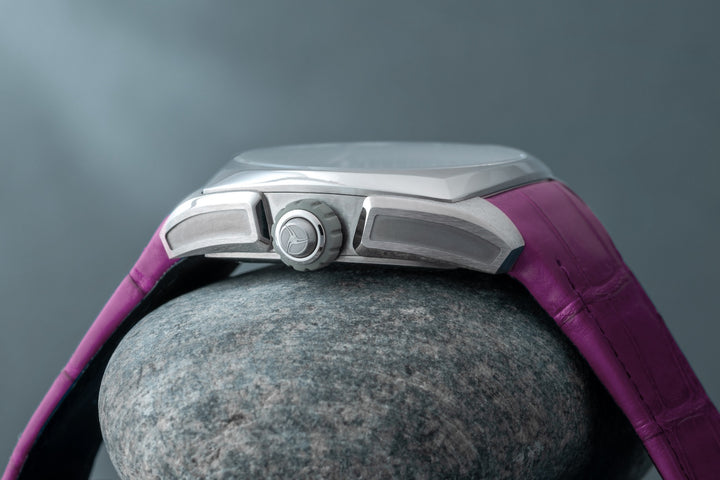 Cyrus Klepcys GMT Titanium Royal Purple Alligator Watch