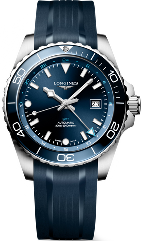 Longines Watch Hydroconquest GMT Sunray Blue Rubber L3.890.4.96.9
