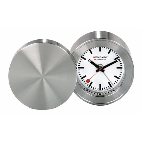 Mondaine Travel White Dial Alarm Clock