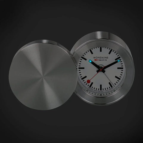Mondaine Travel White Dial Alarm Clock