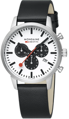 Mondaine Watch Neo 41mm Black Vegan Grape Leather MSD.41410.LBV