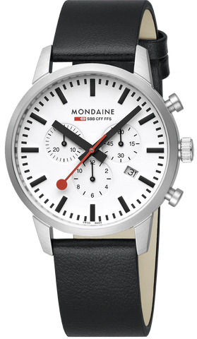 Mondaine Watch Neo 41mm Black Vegan Grape Leather MSD.41411.LBV