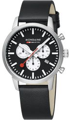 Mondaine Watch Neo 41mm Black Vegan Grape Leather MSD.41420.LBV