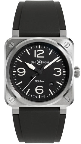 Bell & Ross Watch BR 03 Auto Black Steel BR03A-BL-ST/SRB