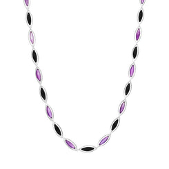 Sterling Silver Whitby Jet and Amethyst Marquise Necklace