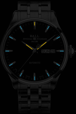 Ball Watch Company Trainmaster Eternity Watch with blue dial, steel bracelet, steel case