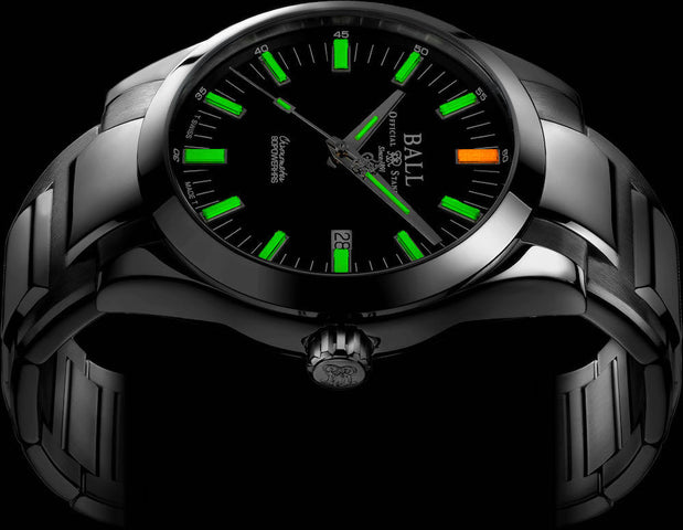 Ball Watch Company Engineer M Marvelight Watch with black dial, steel bracelet, steel case