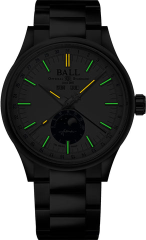 Ball Watch Company Engineer II Moon Calendar Limited Edition Watch with white dial, steel bracelet, steel case