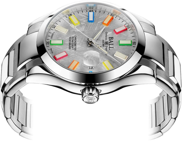 Ball Watch Company Engineer III Marvelight Chronometer Rainbow Watch with silver dial, steel bracelet, steel case