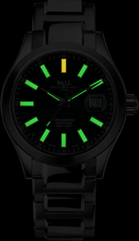 Ball Watch Company Engineer III Marvelight Chronometer Watch with green dial, steel bracelet, steel case